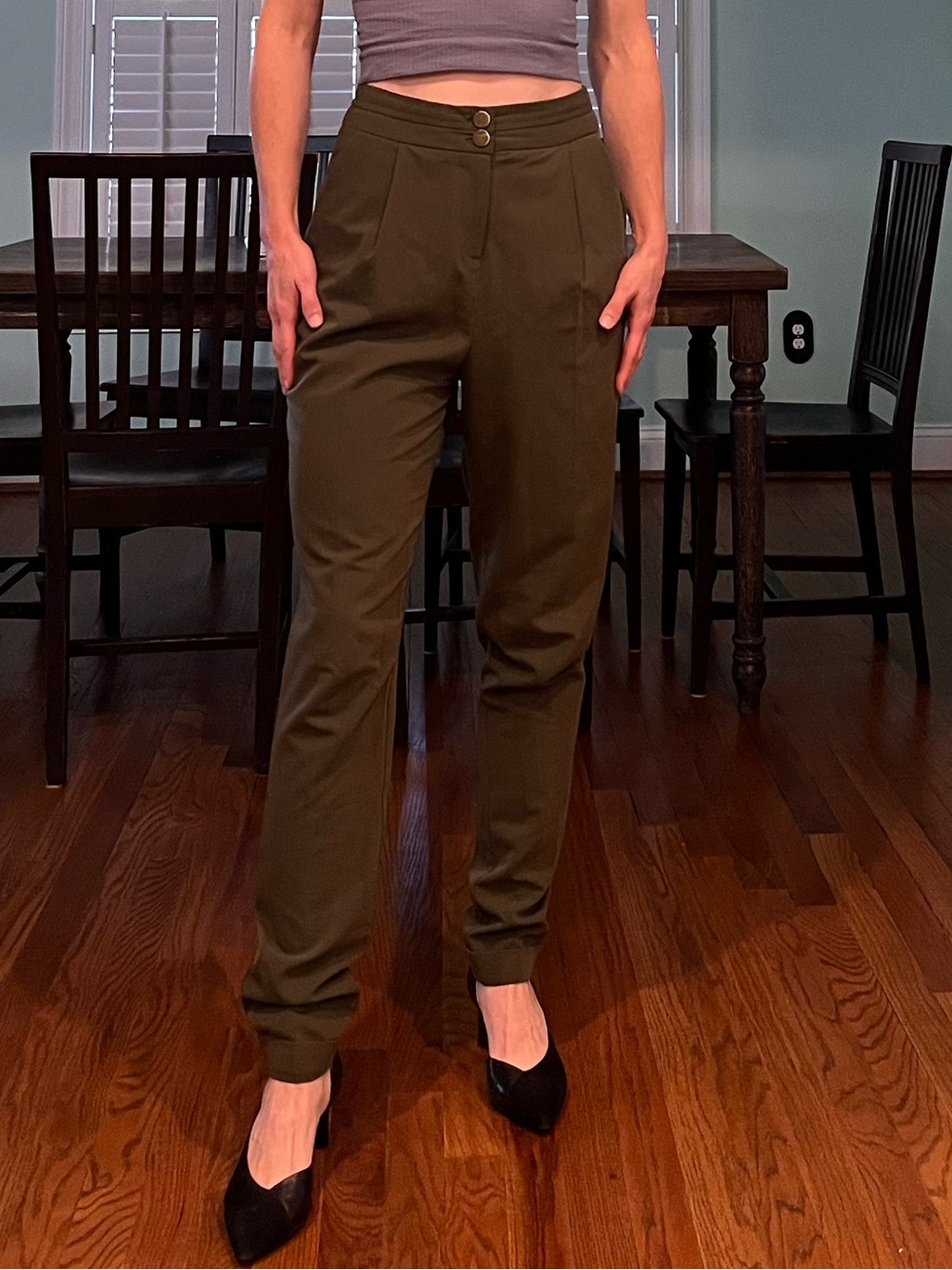 Dark green high-waist ASOS trousers